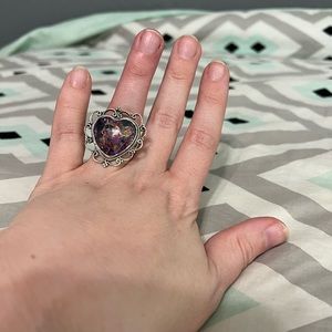Sterling silver purple oyster turquoise adjustable ring